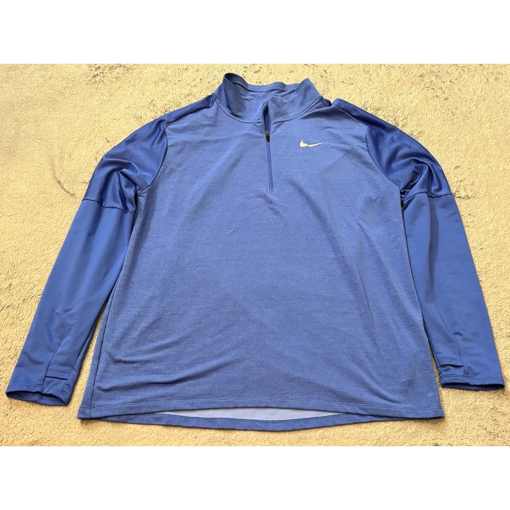 Nike Running Dri-FIT Mens XXL Blue Quarter Zip Pullover Long Sleeve Shirt